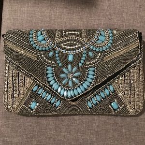 Beaded Clutch with Chain Strap